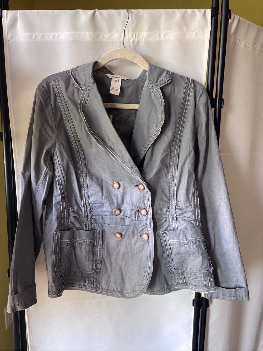 Sundance Gray Double-Breasted Cotton Blazer